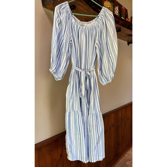 NWT Womens Tommy Bahama Island Gauze Blue White Stripe‎ Flowy Dress Size Medium - Picture 2 of 14